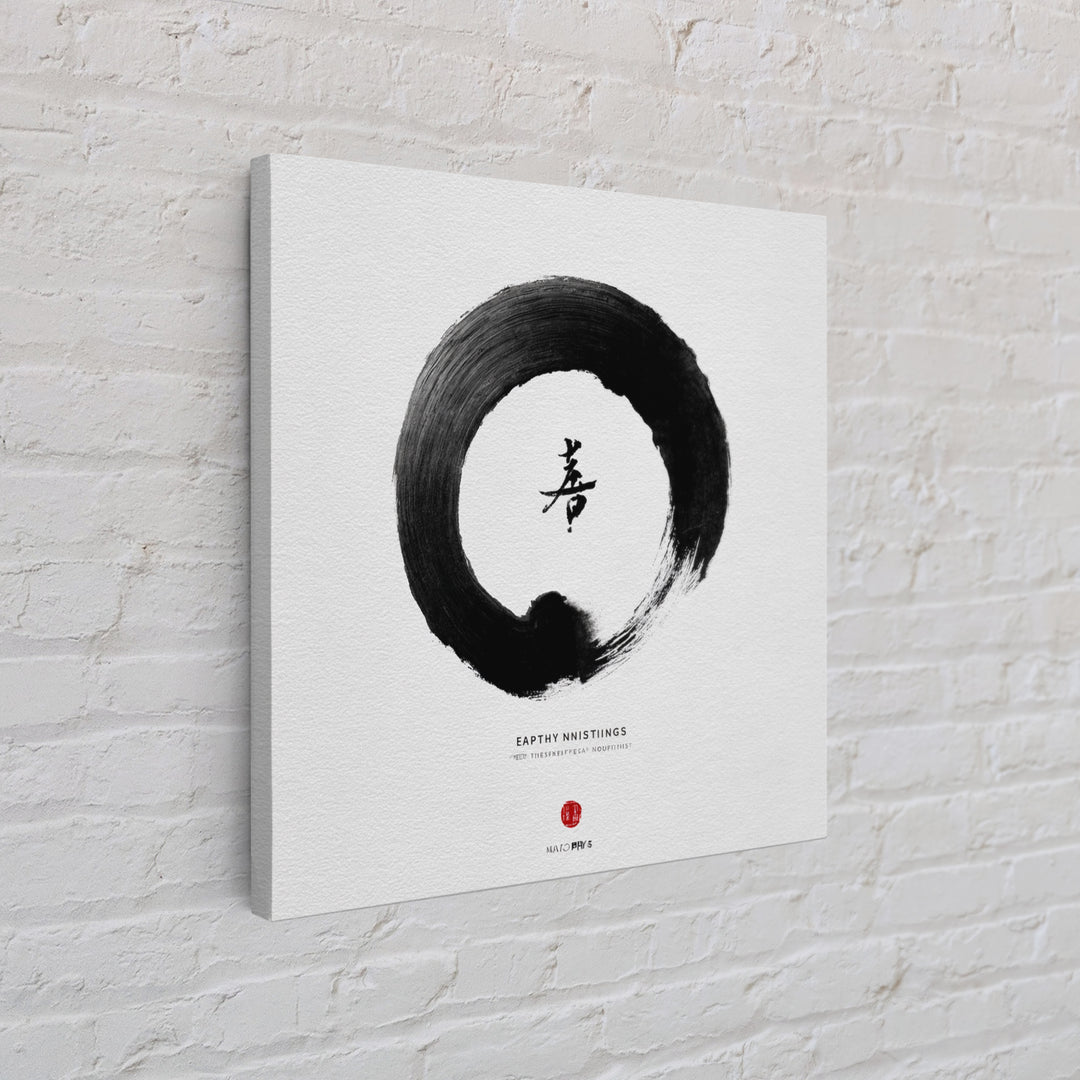 Zen Enso Circle Japanese Calligraphy Wall Art Print, Minimalist Black And White Meditation Decor For Modern Home