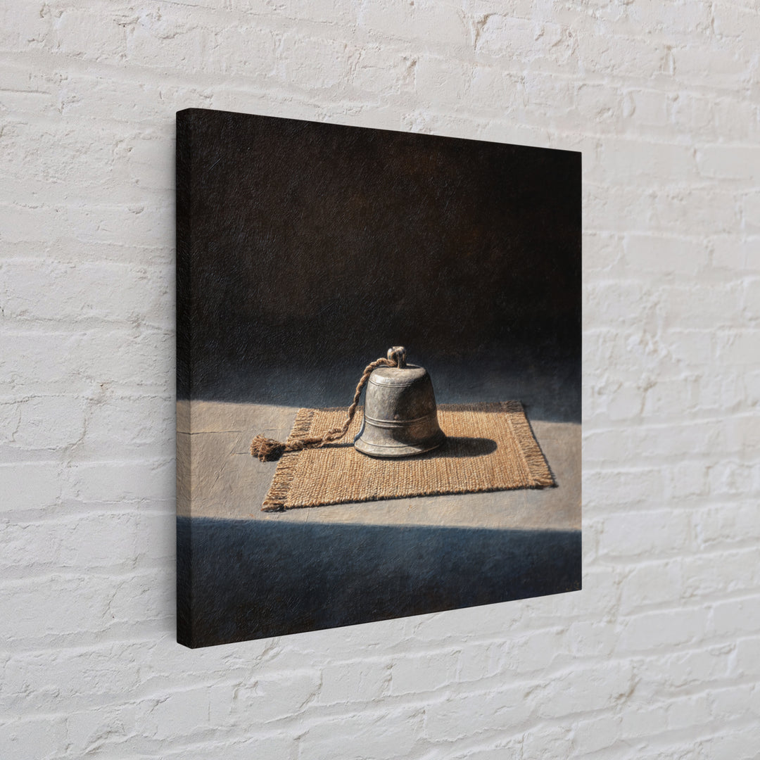 Minimal Still Life Bell Wall Art, Rustic Neutral Object Painting Framed Canvas Print, Modern Farmhouse Decor, Wall Art