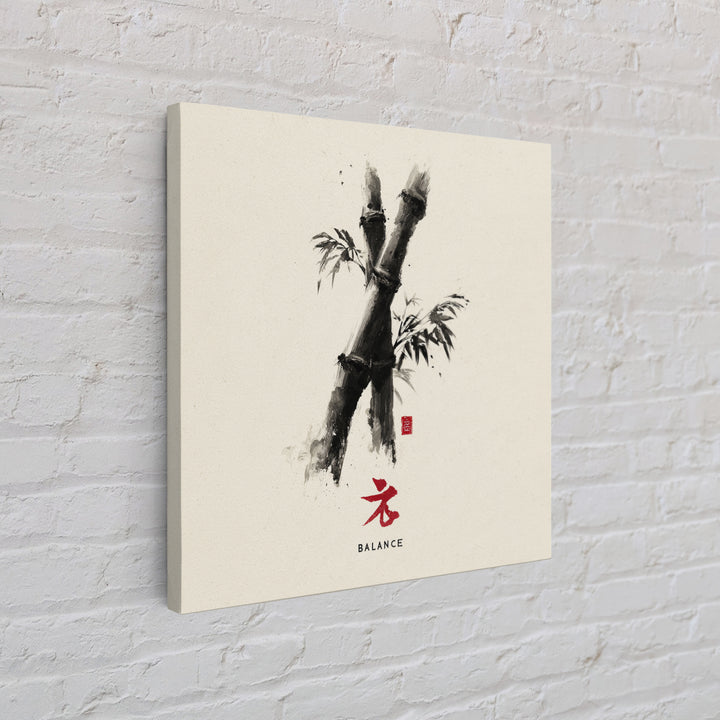 Minimalist Bamboo Ink Balance Wall Art, Japanese Zen Calligraphy Print, Wabi Sabi Japandi Decor Canvas Print