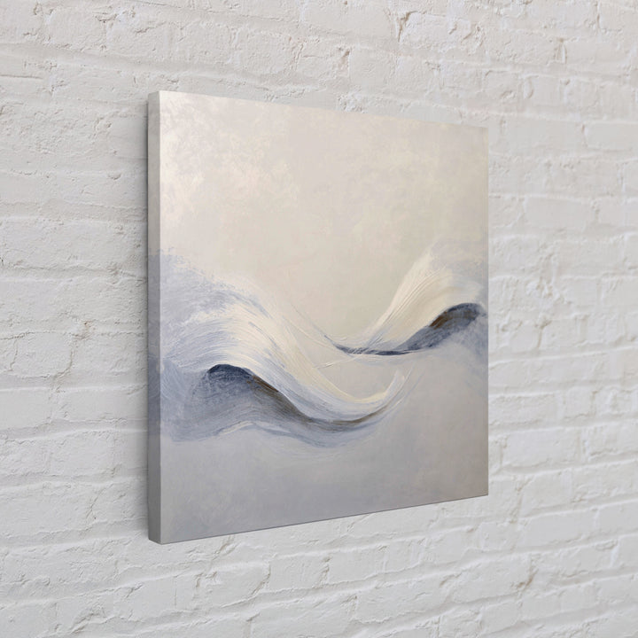 Neutral Abstract Wave Texture Wall Art, Minimalist Beige Painting Framed Canvas Print, Modern Living Room Decor