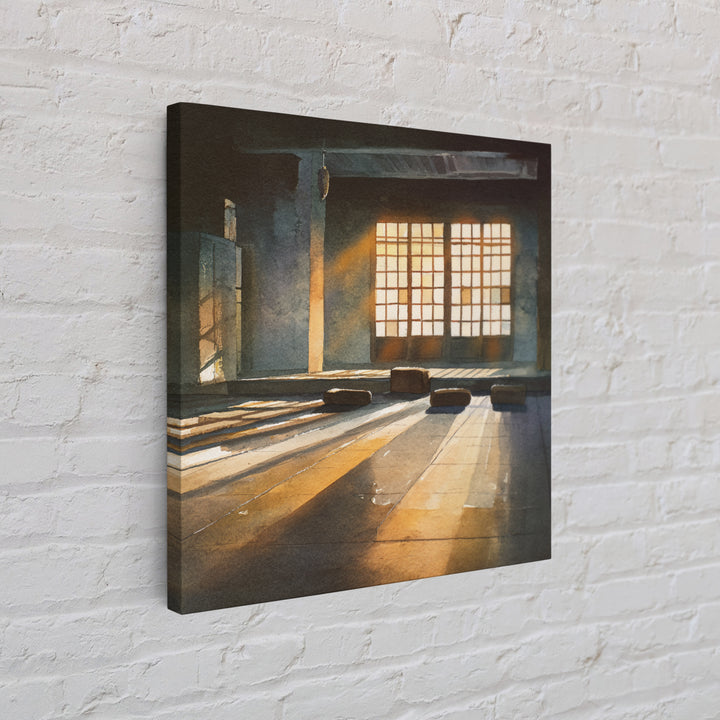 Sunlit Japanese Interior Wall Art, Warm Minimalist Room Print, Serene Zen Home Decor, Calming Light Wall Art