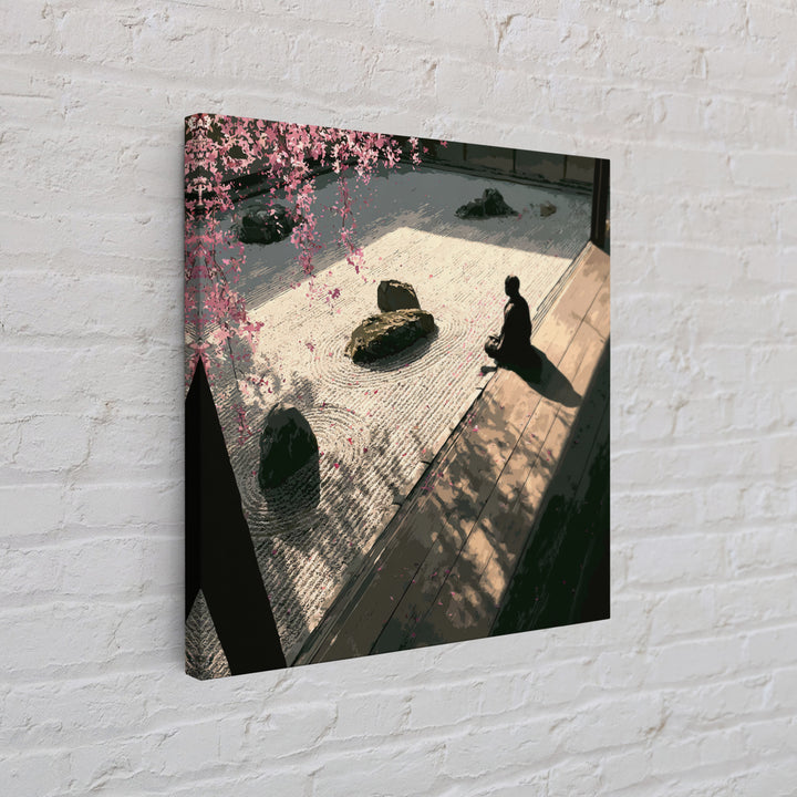 Zen Garden Meditation Canvas Print, Serene Japanese Wall Art, Tranquil Minimal Landscape Decor For Living Room Or Meditation Space