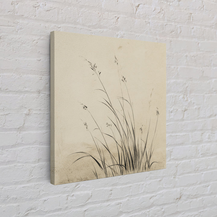 Delicate Black And White Minimalist Floral Wall Art With Grass Stalks Canvas Print Perfect For Modern Home Decor And Living Room Wall