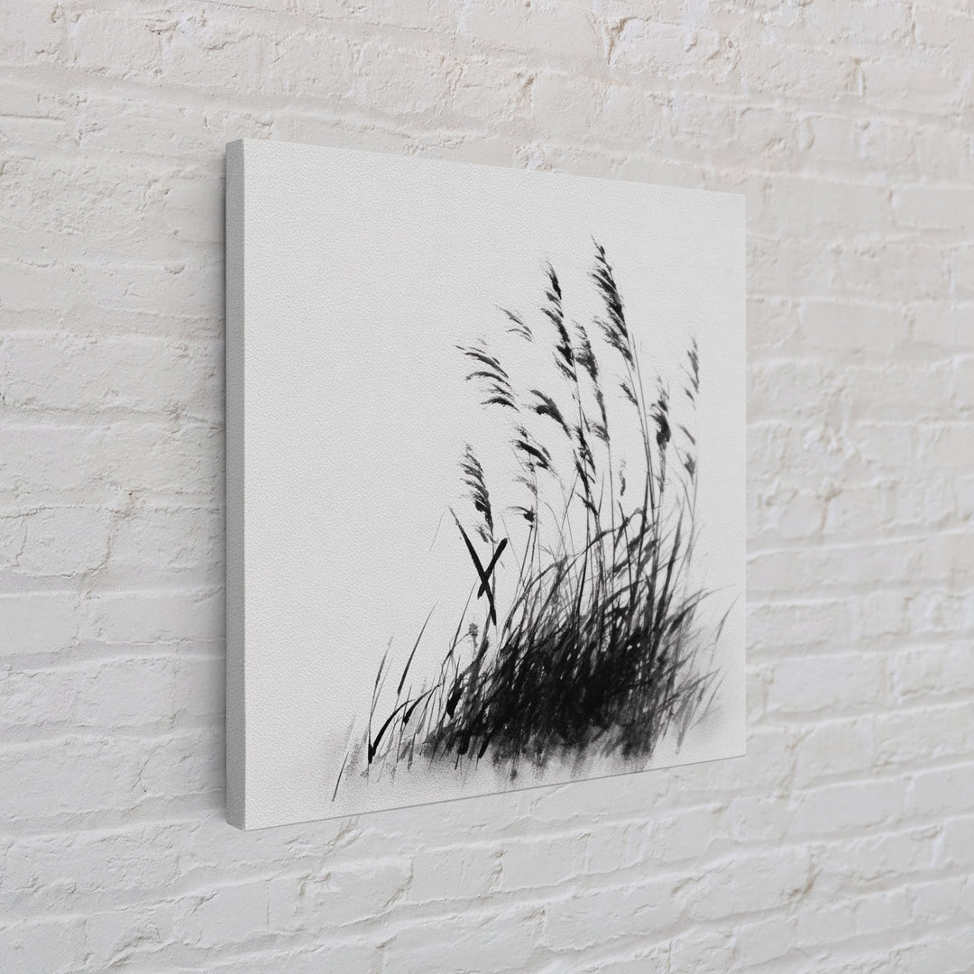 Minimalist Ink Grass Wall Art, Black And White Japanese Style Painting, Modern Minimal Wall Decor Fine Art Print
