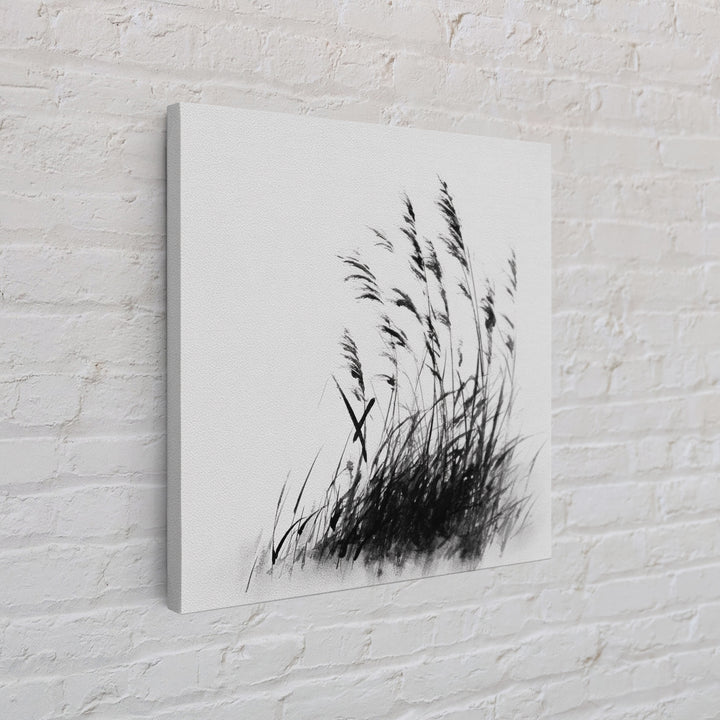 Minimalist Ink Grass Wall Art, Black And White Japanese Style Painting, Modern Minimal Wall Decor Fine Art Print