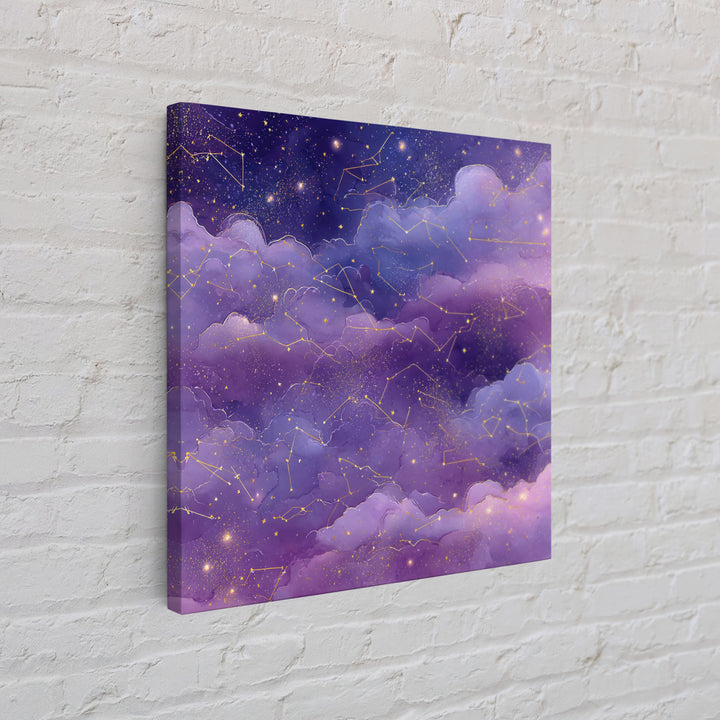 Purple Constellation Clouds Canvas Print, Celestial Wall Art, Astrology Decor, Starry Night Sky Nursery And Bedroom Decor