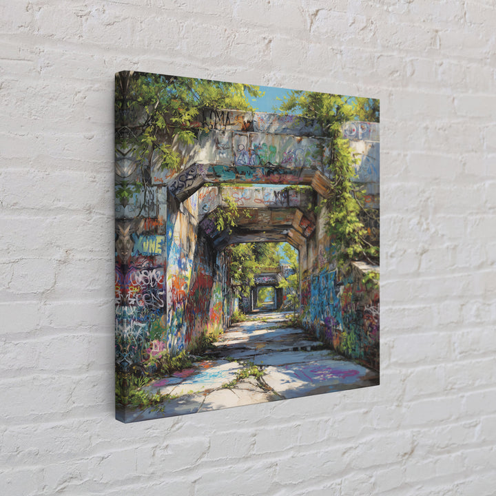 Overgrown Graffiti Concrete Passage Wall Art, Urban Street Art, Industrial Wall Decor, Modern City Home Decor Print For Loft