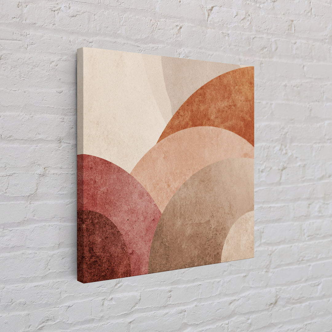Layered Terracotta Arches Abstract Wall Art, Neutral Canvas Print For Boho Decor, Modern Living Room Decor, And Office Decor