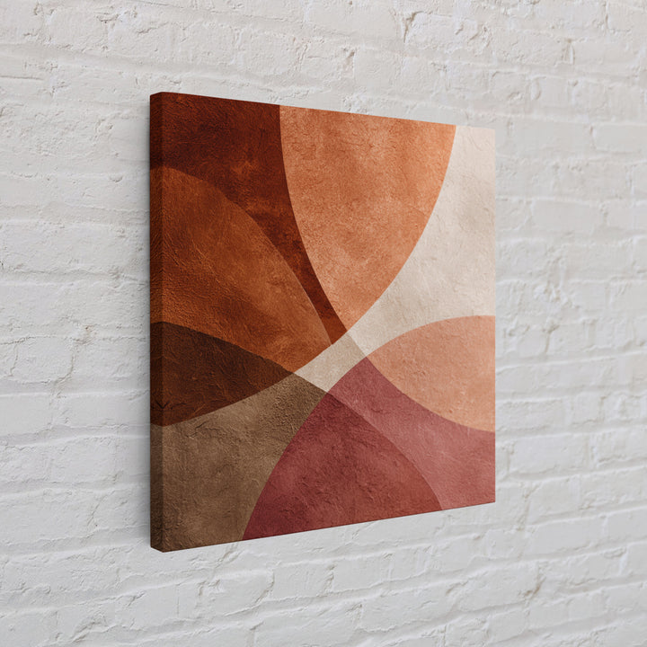 Rust Red Overlapping Shapes Canvas Print, Abstract Wall Art For Mid Century Modern Decor, Earth Tone Home Decor, And Office Decor