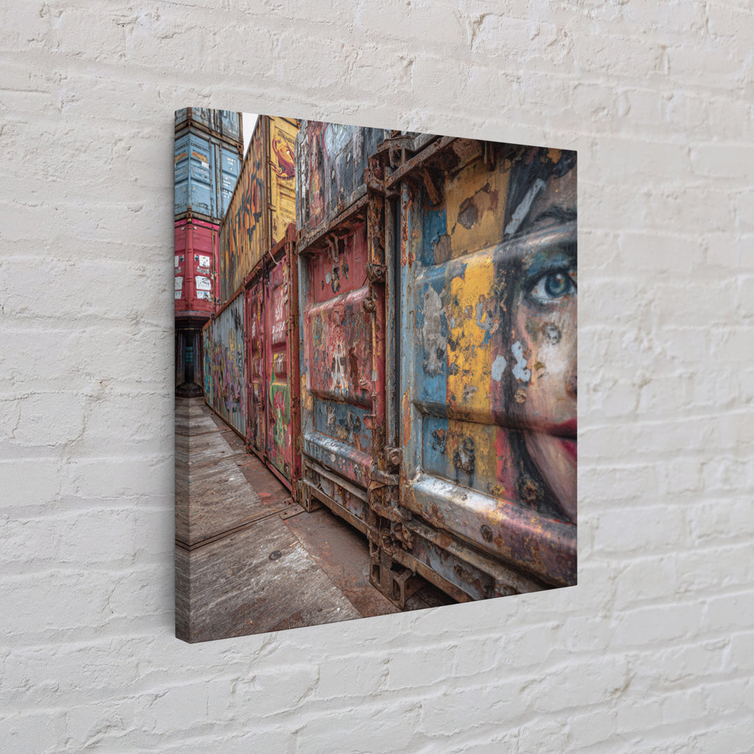 Graffiti Shipping Container Wall Art, Urban Street Art Canvas Print, Industrial Decor, Colorful City Mural, Office Art Print