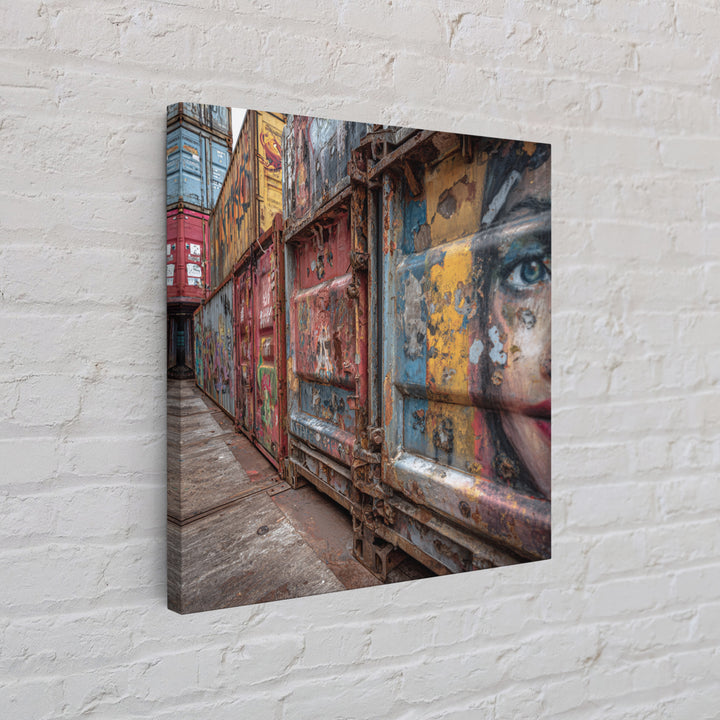 Graffiti Shipping Container Wall Art, Urban Street Art Canvas Print, Industrial Decor, Colorful City Mural, Office Art Print
