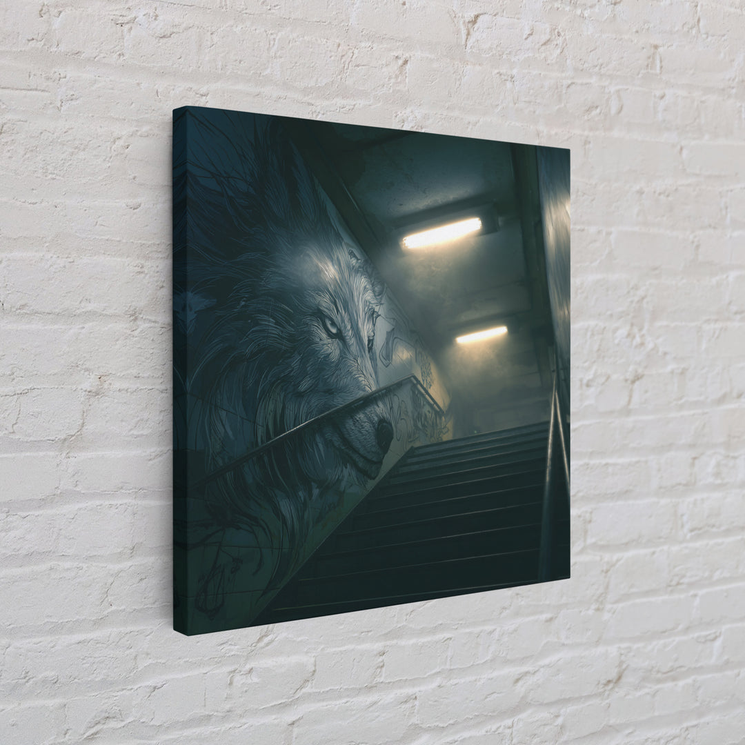 Moody Urban Lion Graffiti Wall Art, Street Art Canvas Print, Industrial Decor, Masculine Office Wall Decor, Animal Poster