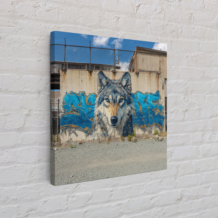 Blue Wolf Graffiti Mural Wall Art, Urban Street Art Print, Wildlife Wall Decor, Industrial Loft Home Decor, Gift For Him