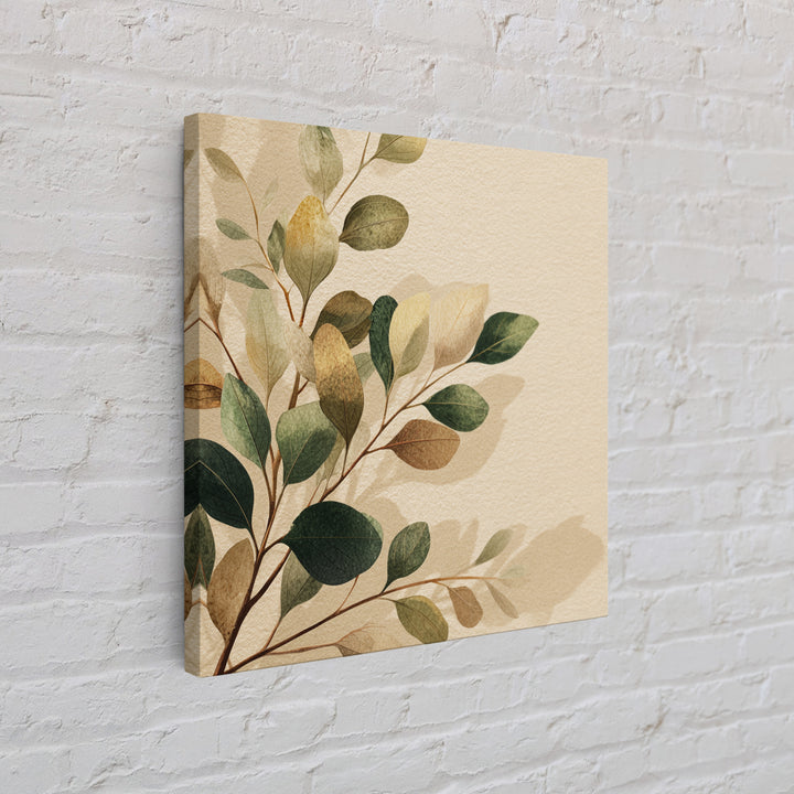 Eucalyptus Leaves Botanical Wall Art, Earth Tone Canvas Print, Neutral Nature Decor, Modern Farmhouse Living Room Art Print