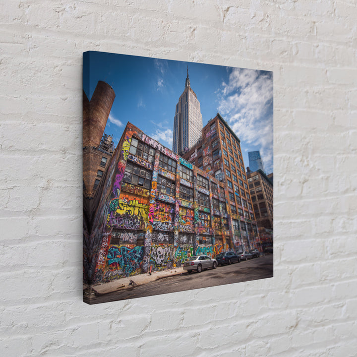 Empire State Graffiti Building Wall Art, NYC Urban Canvas Print, Street Art Decor, New York City Office Wall Decor Gift For Him