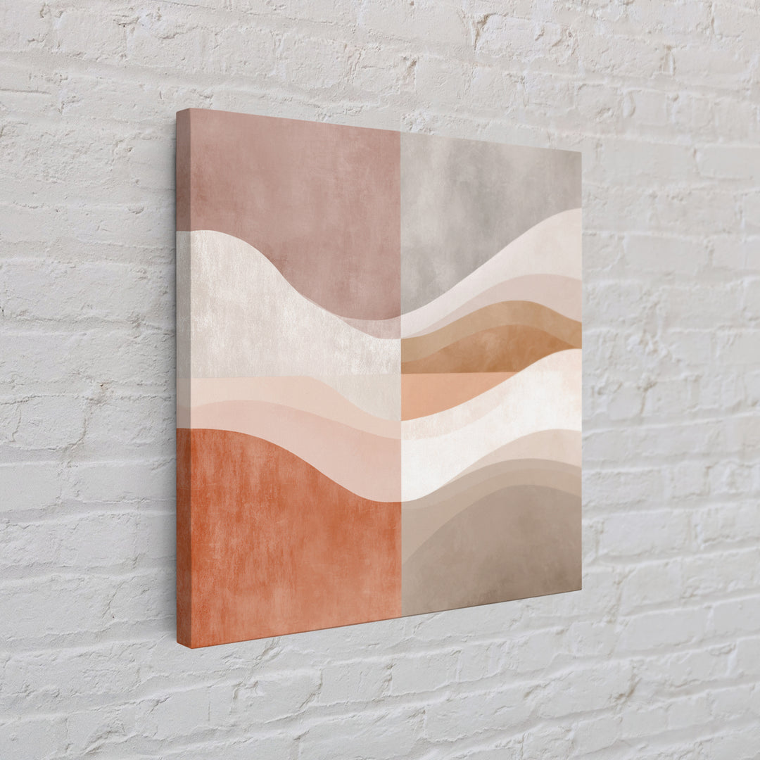Terracotta Abstract Waves Wall Art, Neutral Beige Canvas Print, Modern Boho Decor, Earth Tone Living Room Wall Art Print
