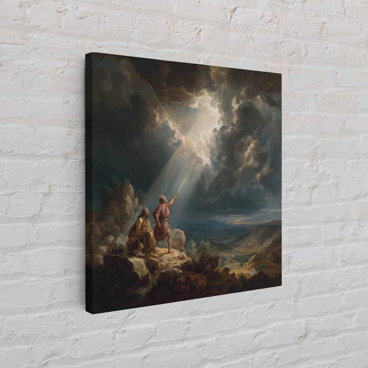Prophets Beneath Storm Clouds Wall Art, Biblical Landscape Canvas Print, Christian Decor, Dramatic Baroque Fine Art Gift