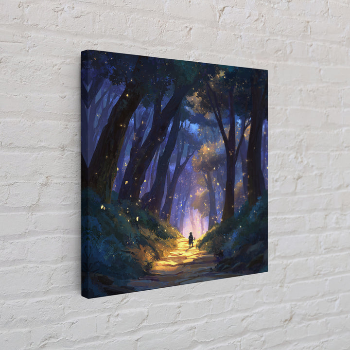 Enchanted Forest Path Wall Art, Whimsical Canvas Print, Firefly Woodland Decor, Fairy Tale Nursery Art, Magical Gift For Kids