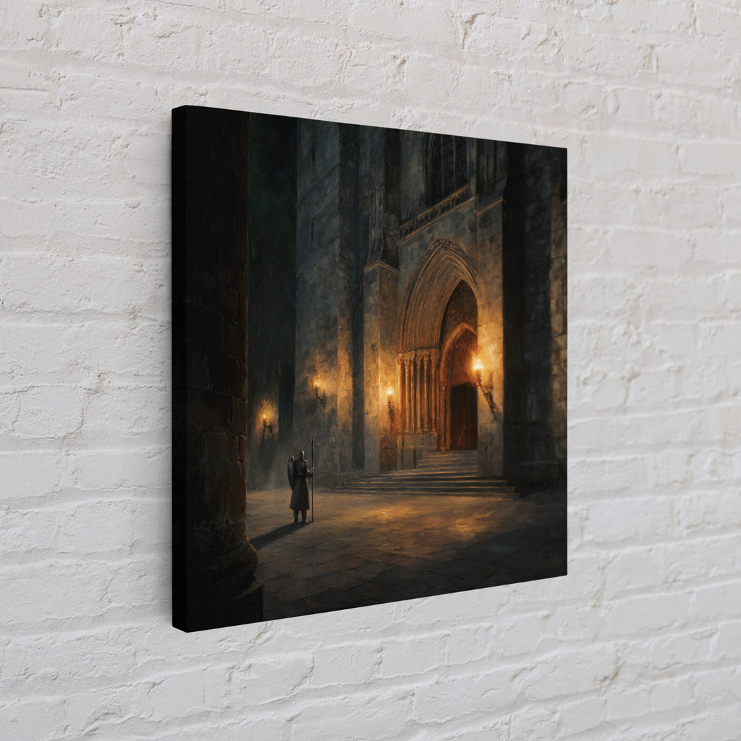 Gothic Cathedral Doorway Wall Art, Dark Medieval Architecture Canvas Print, Moody Wall Decor, Dark Academia, Fine Art Print