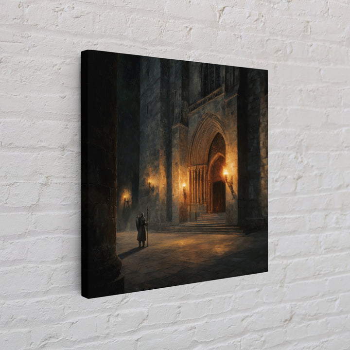 Gothic Cathedral Doorway Wall Art, Dark Medieval Architecture Canvas Print, Moody Wall Decor, Dark Academia, Fine Art Print