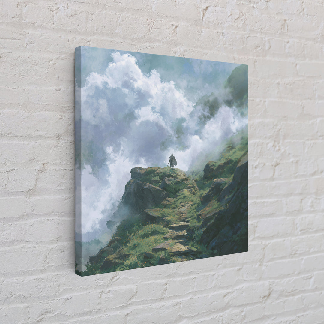 Misty Mountain Path Above The Clouds Wall Art, Fantasy Landscape Canvas Print, Adventure Decor, Nature Poster Gift For Hikers