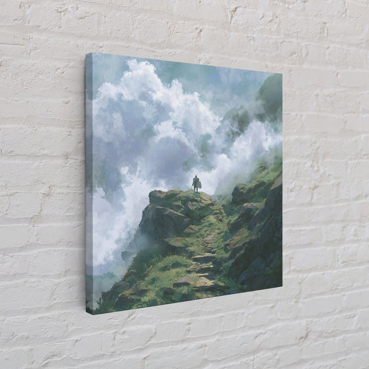 Misty Mountain Path Above The Clouds Wall Art, Fantasy Landscape Canvas Print, Adventure Decor, Nature Poster Gift For Hikers