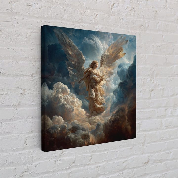 Heavenly Angel In Storm Clouds Wall Art, Dramatic Celestial Fine Art Print, Christian Decor, Spiritual Gift For Her, Large Canvas Print
