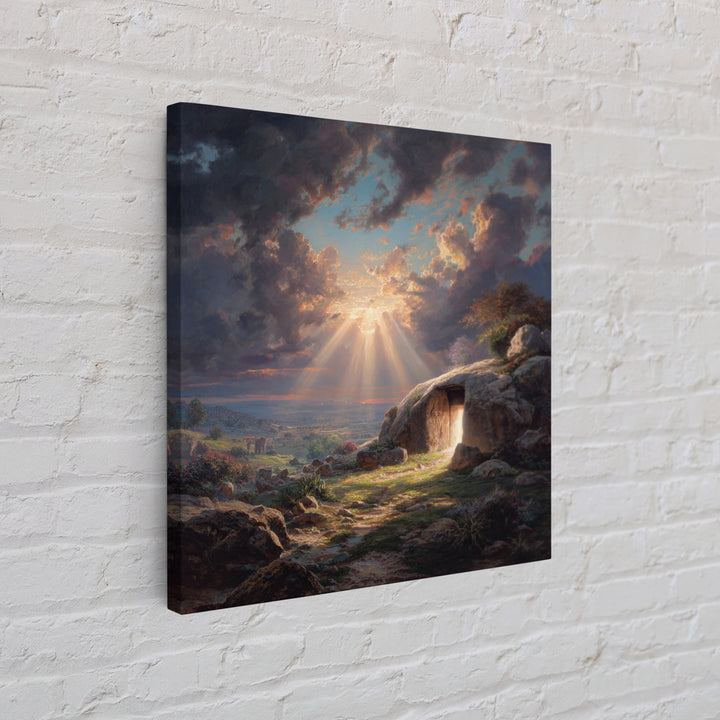 Empty Tomb Resurrection Wall Art, Christian Landscape Canvas Print, Easter Decor, Bible Story Gift, Inspirational Home Decor