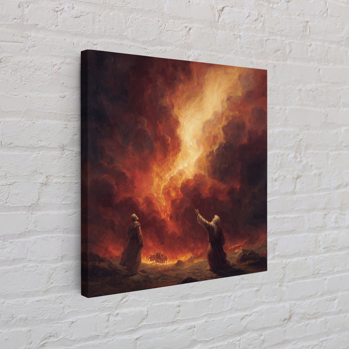 Apocalyptic Firestorm Biblical Scene Wall Art, Dramatic Religious Canvas Print, Christian Decor, Fine Art Print, Living Room Decor