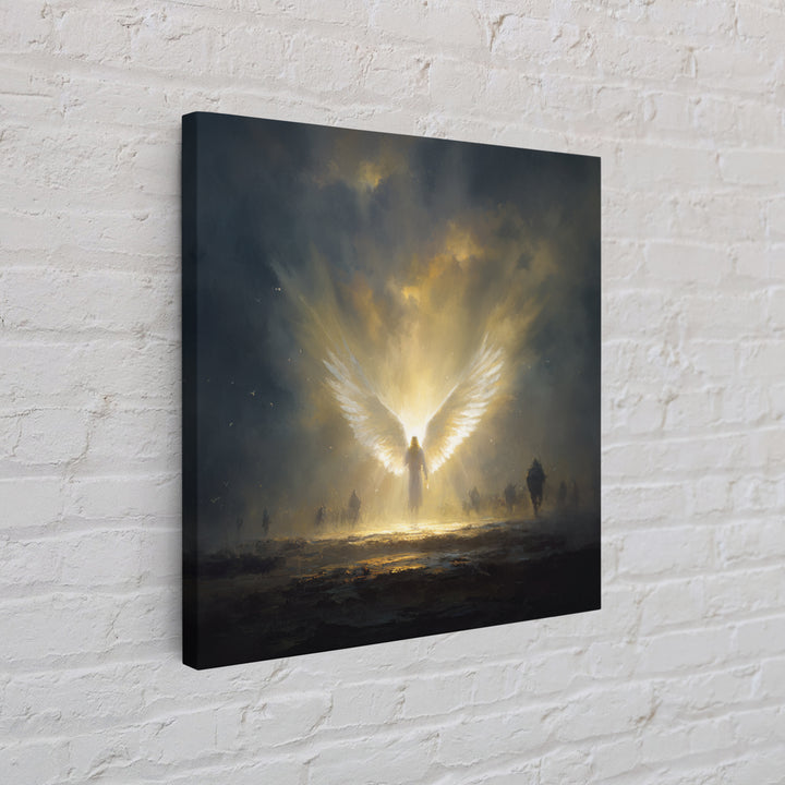 Radiant Angel With Golden Wings Canvas Print, Spiritual Wall Art, Fantasy Artwork, Christian Gift, Dramatic Home Decor, Fine Art Print