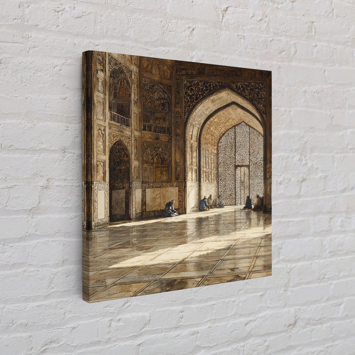 Ornate Mosque Interior Prayer Wall Art, Islamic Architecture Canvas Print, Ramadan Decor, Spiritual Home Decor, Muslim Gift