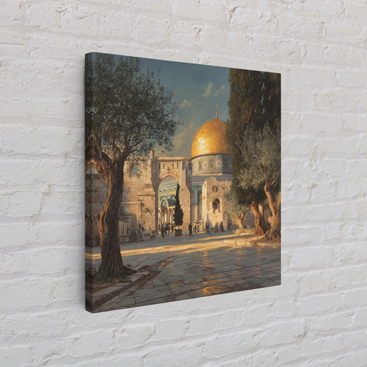 Golden Dome Of The Rock Courtyard Wall Art, Jerusalem Islamic Architecture, Olive Tree Landscape, Travel Poster, Spiritual Decor