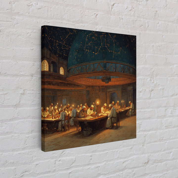 Medieval Astronomy Scholars Canvas Print, Celestial Observatory Wall Art, Islamic Golden Age Decor, Dark Academia Gift For Him