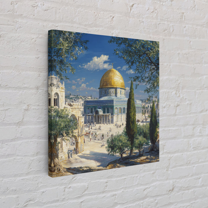 Golden Dome Of The Rock Jerusalem Canvas Print, Islamic Architecture Painting, Holy Land Travel Poster, Prayer Room Decor