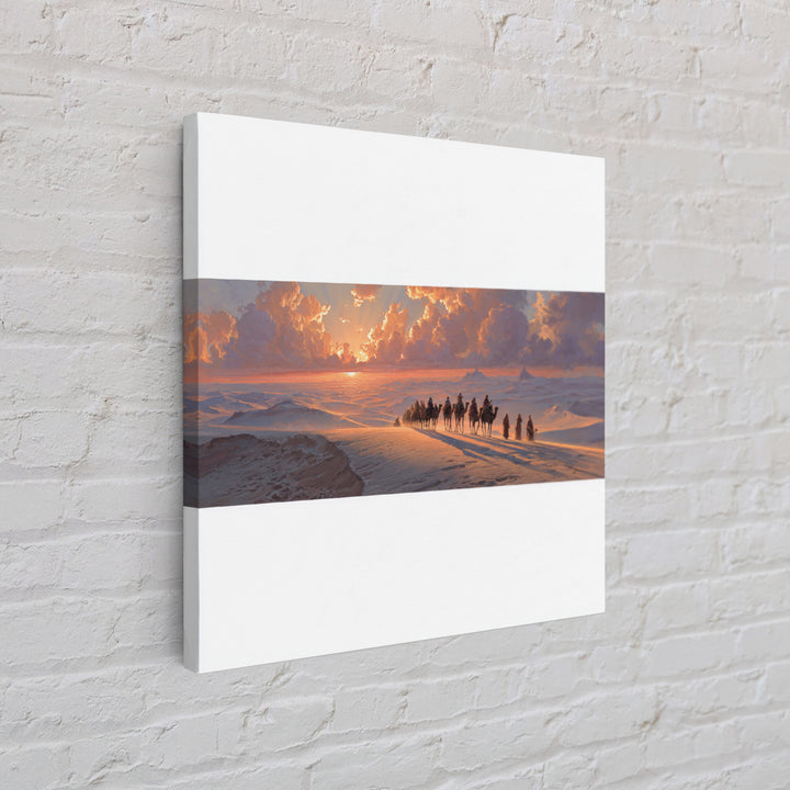 Sunset Desert Caravan Canvas Print, Panoramic Landscape Wall Art, Southwestern Decor, Long Horizontal Art, Travel Gift Idea