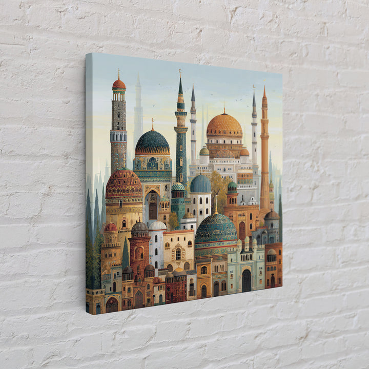 Ornate Islamic Mosque Domes Wall Art, Arabic Architecture Canvas Print, Middle Eastern Decor, Ramadan Gift, Gallery Print