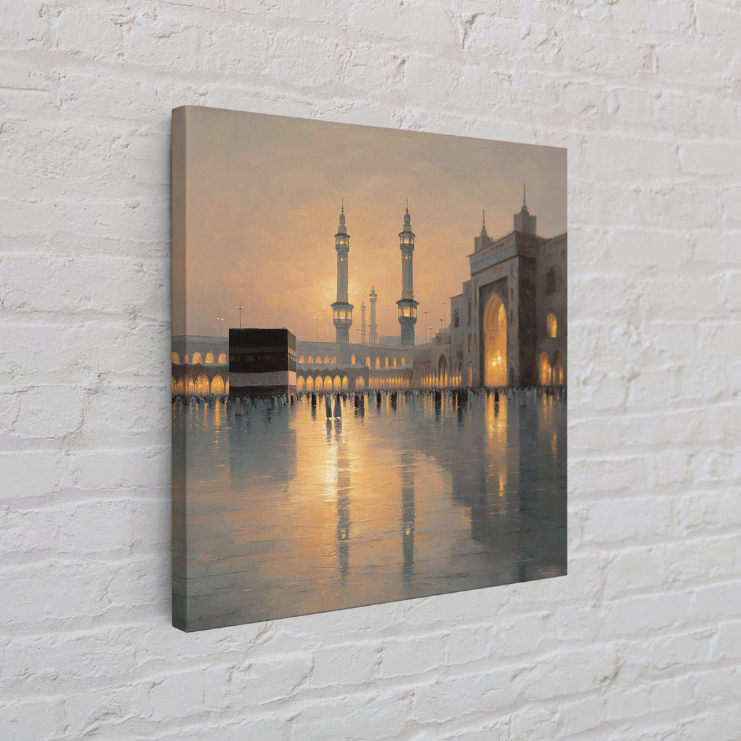 Mecca Kaaba Courtyard At Sunset Wall Art, Islamic Architecture Canvas Print, Hajj Travel Decor, Muslim Home Gift, Fine Art Print