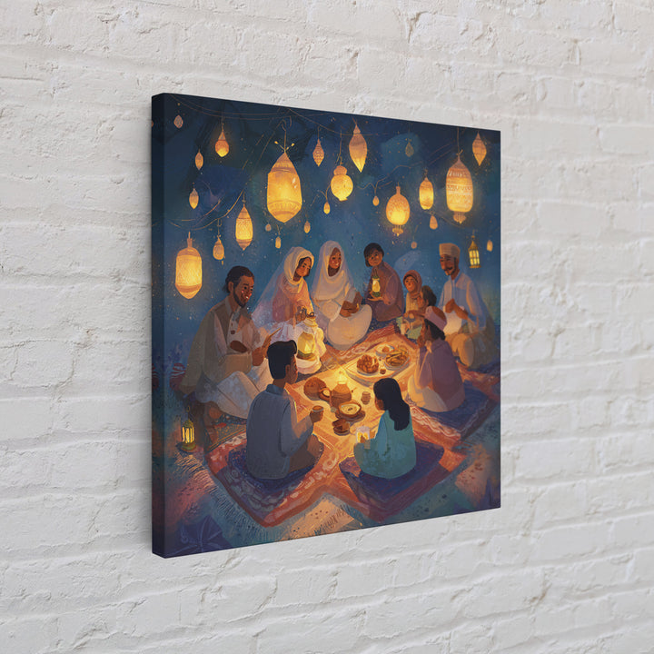 Ramadan Family Lantern Picnic Wall Art, Islamic Canvas Print, Eid Decor, Muslim Home Decor, Housewarming Gift For Living Room
