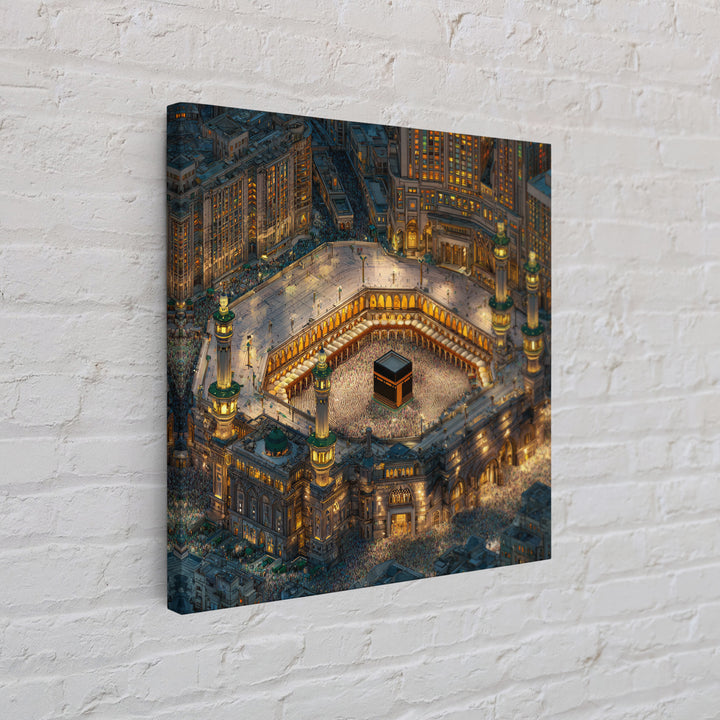 Illuminated Kaaba In Makkah At Night Wall Art, Islamic Home Decor, Quran Decor, Mosque Print, Eid Gift, Muslim Wall Decor