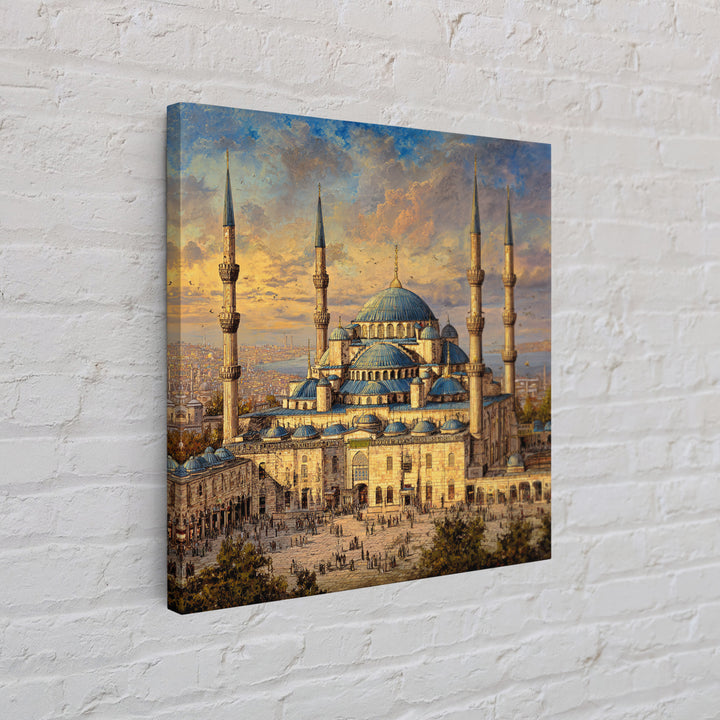 Blue Mosque Istanbul Framed Canvas Print, Islamic Architecture Wall Decor, Turkey Travel Poster, Elegant Living Room Art