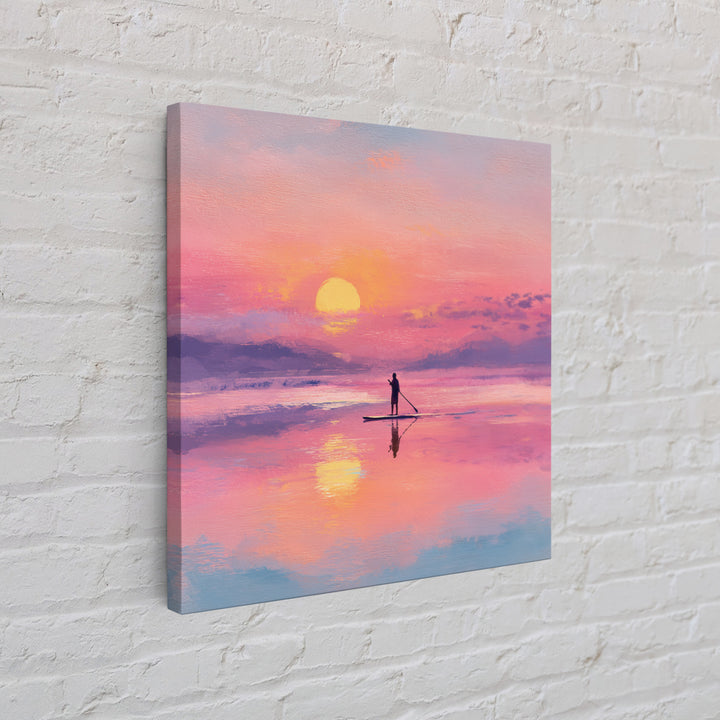 Pink Sunset Paddleboard Wall Art, Pastel Ocean Seascape, Coastal Decor, Beach House Art Print, Romantic Gift For Her, Bedroom Decor