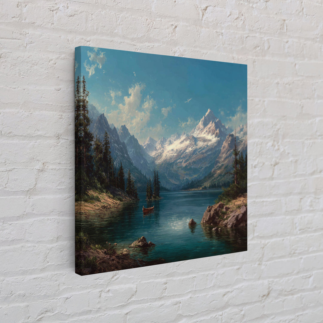 Alpine Lake With Snowy Peaks Wall Art, Mountain Landscape Canvas Print, Cabin Decor, Lake House Gift, Nature Art For Living Room