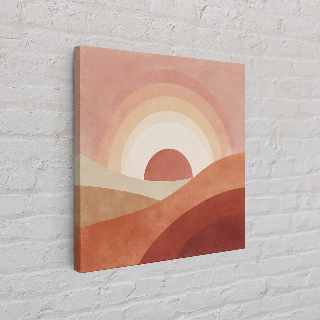 Terracotta Desert Sunset Rainbow Hills Wall Art, Boho Abstract Landscape Print, Warm Earth Tone Living Room Decor, Housewarming Gift