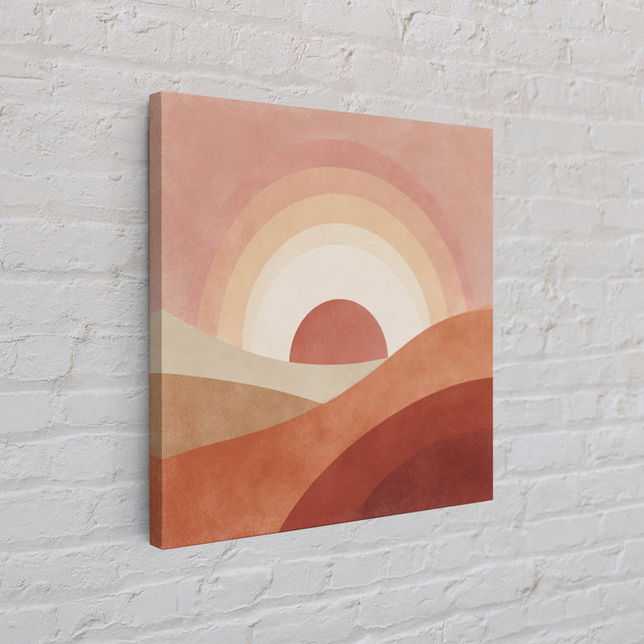 Terracotta Desert Sunset Rainbow Hills Wall Art, Boho Abstract Landscape Print, Warm Earth Tone Living Room Decor, Housewarming Gift