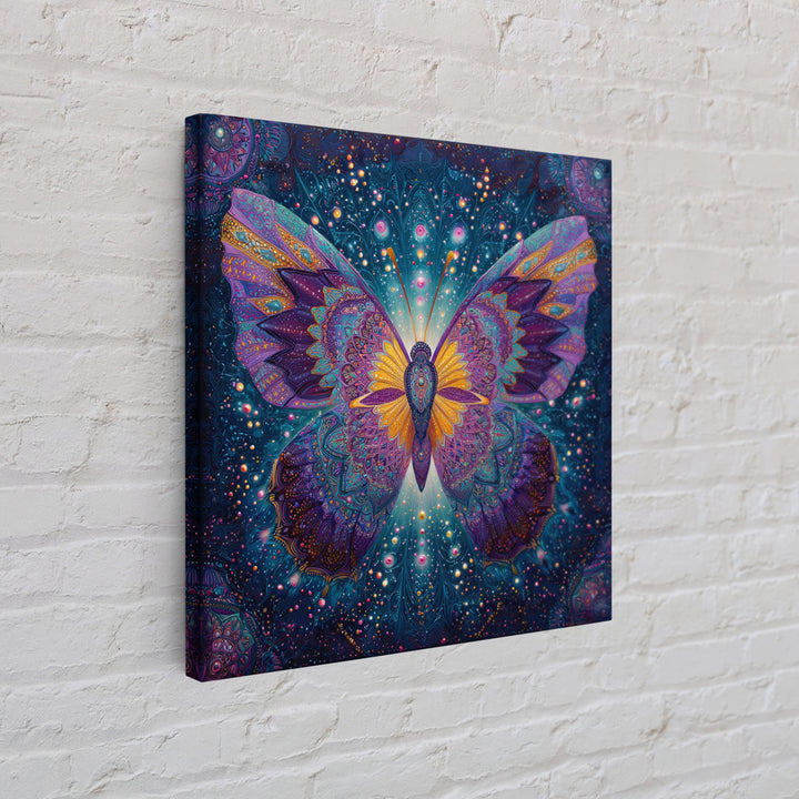Mystical Butterfly In Cosmic Night Sky Wall Art, Colorful Boho Canvas Print, Spiritual Celestial Home Decor