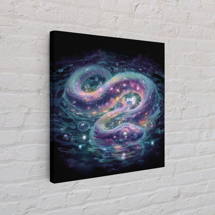 Cosmic Serpent Galaxy Wall Art, Mystical Space Dragon Framed Canvas Print, Celestial Fantasy Art For Modern Living Room Decor