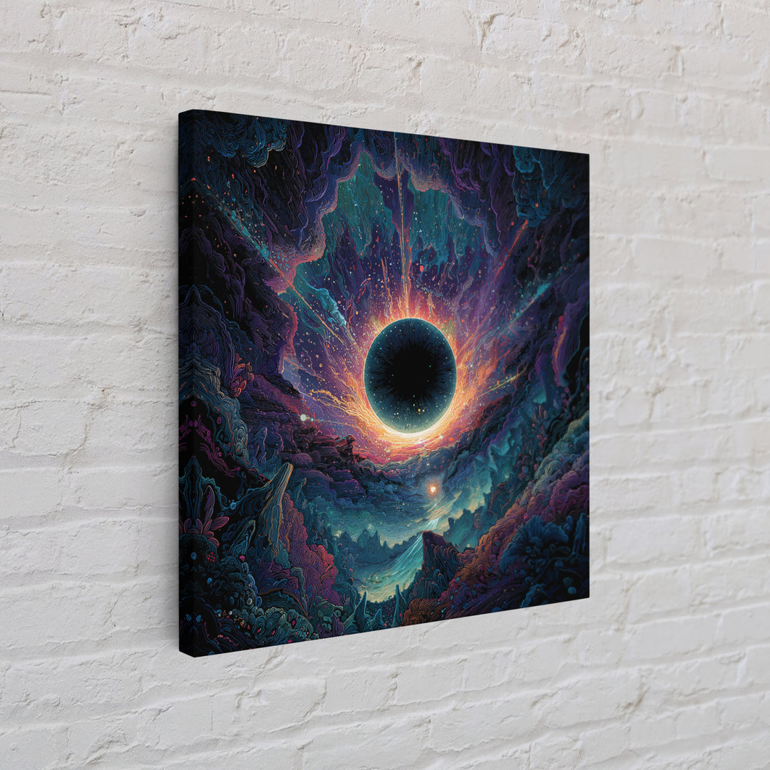 Cosmic Black Hole Abstract Space Landscape Wall Art Surreal Galaxy Painting Trippy Psychedelic Decor Modern Canvas Print