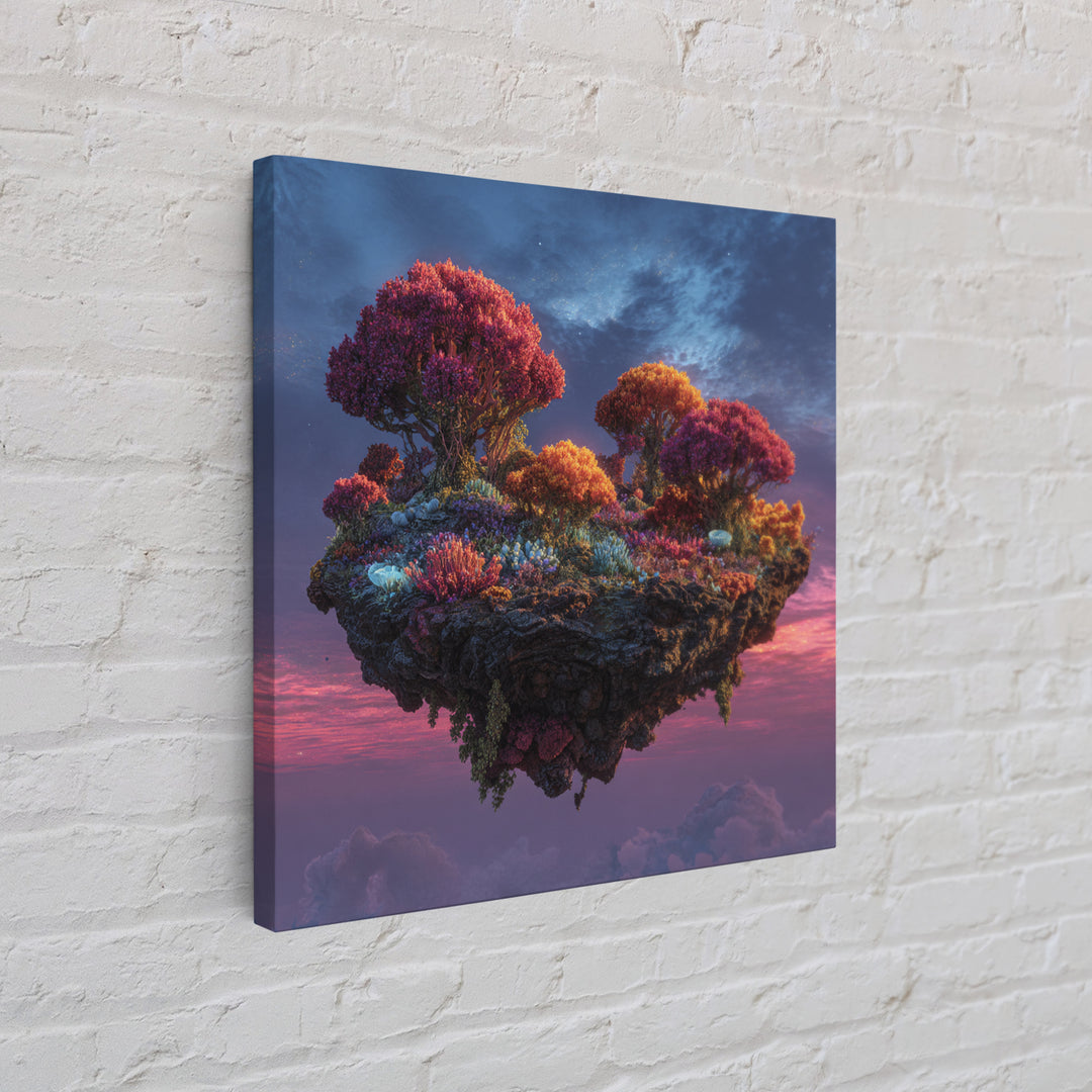 Floating Island Fantasy Landscape Canvas Print, Colorful Surreal Art, Dreamy Sky Wall Art, Fantasy Home Decor Living Room