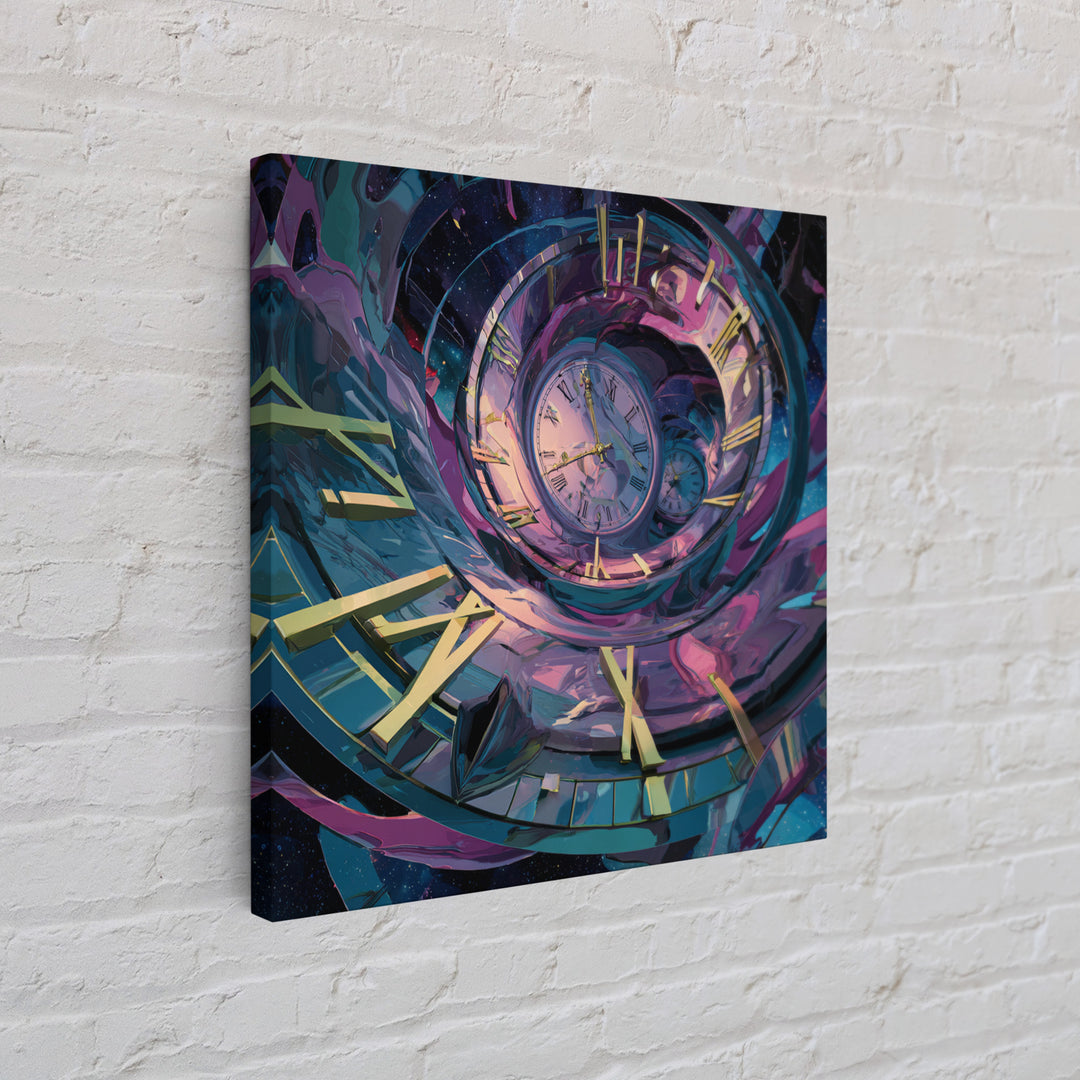 Surreal Spiral Clock Portal Wall Art, Cosmic Time Travel Canvas Print, Futuristic Sci Fi Decor For Office And Living Room