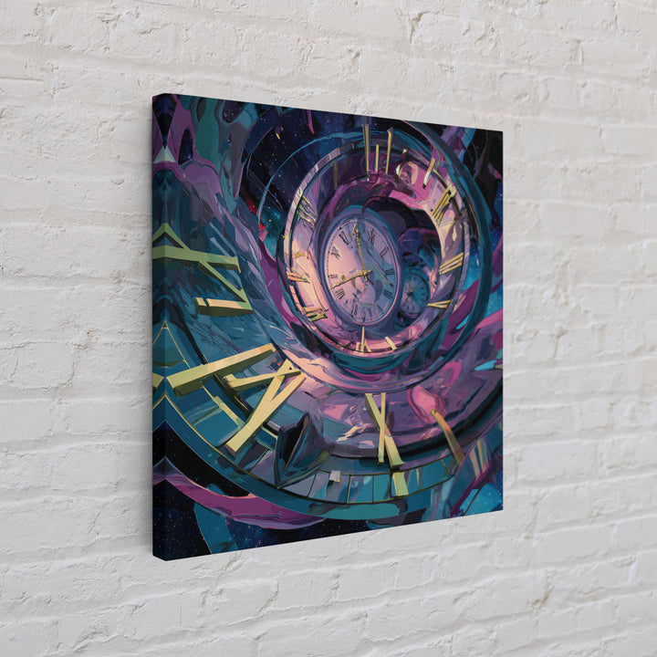 Surreal Spiral Clock Portal Wall Art, Cosmic Time Travel Canvas Print, Futuristic Sci Fi Decor For Office And Living Room
